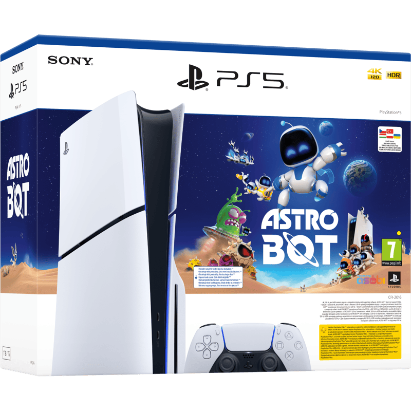 Sony PlayStation 5 (PS5) Slim blu-ray + gra Astro Bot biały front