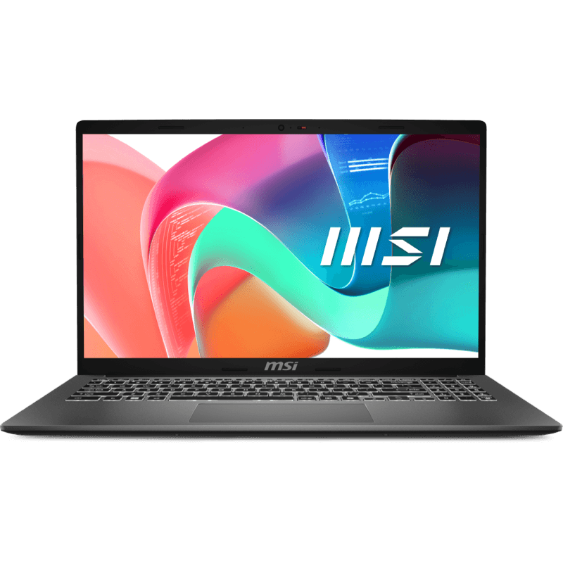 Laptop MSI Modern 15 F13MG (Intel Core i5-1335U, 15,6″, 16 GB RAM,  512GB SSD, Windows 11 Professional) czarny front